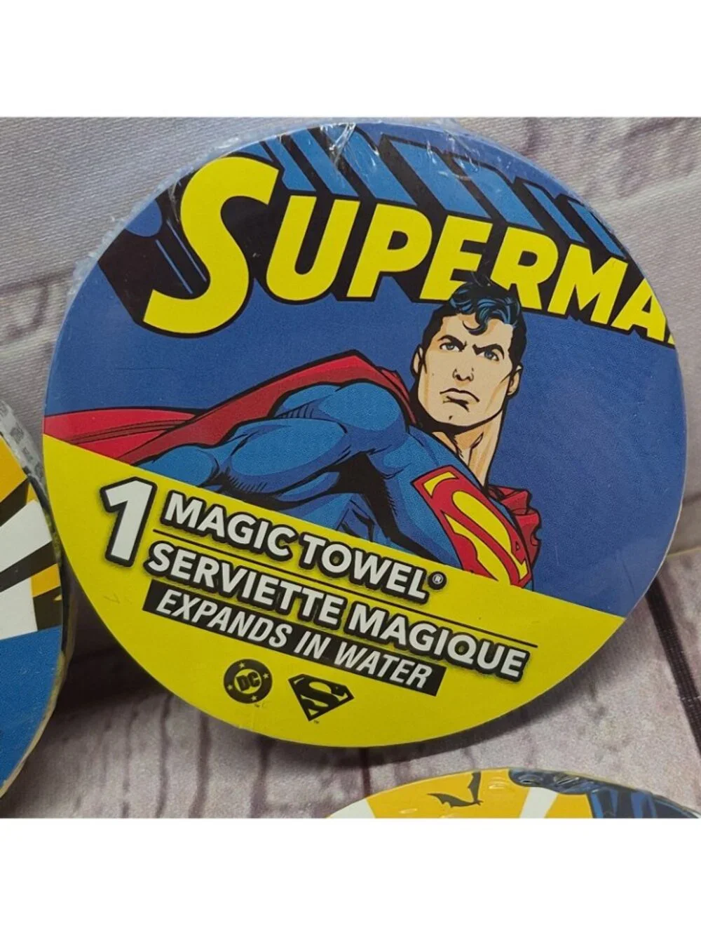 Peachtree Magic Towels Expands In Water~Lot Of 4~Superman Batman~11x11in